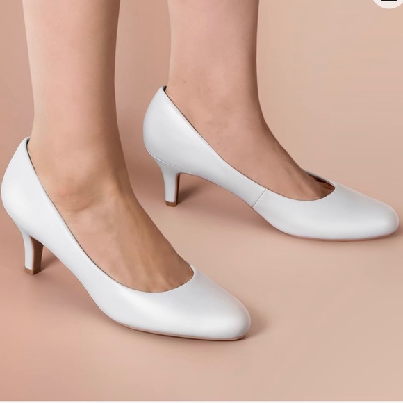 ANKIS low heel comfortable womens white pumps Size 8 - Picture 3 of 15